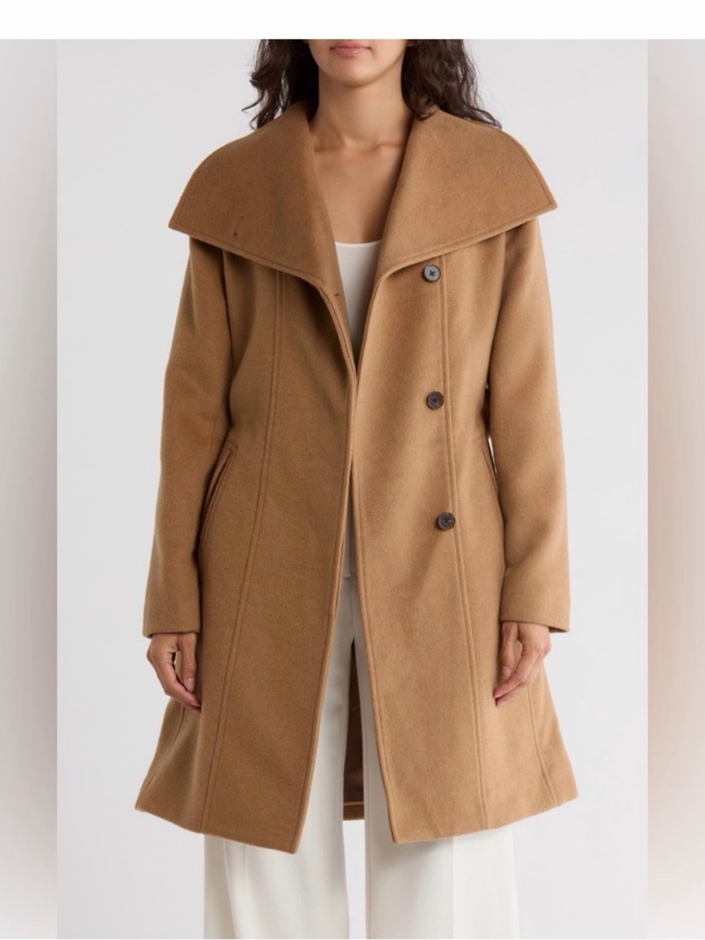 NWT Bernardo Classic Camel Wool Blend Wrap Coat - Women's